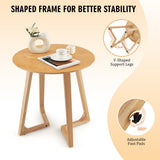 NNECW 60cm Rubber Wood Round End Table with Adjustable Foot Pads