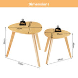 NNECW 2-Piece Wood Triangle Nesting End Table Set for Living Room