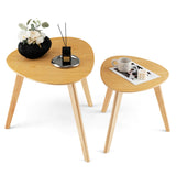 NNECW 2-Piece Wood Triangle Nesting End Table Set for Living Room