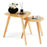 NNECW 2-Piece Wood Triangle Nesting End Table Set for Living Room