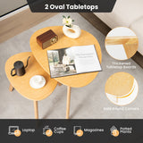 NNECW 2-Piece Wood Triangle Nesting End Table Set for Living Room