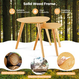 NNECW 2-Piece Wood Triangle Nesting End Table Set for Living Room