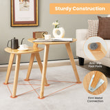 NNECW 2-Piece Wood Triangle Nesting End Table Set for Living Room