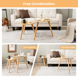 NNECW 2-Piece Wood Triangle Nesting End Table Set for Living Room