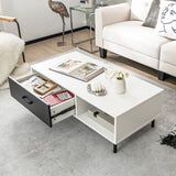 NNECW Versatile 2-Tier Modern Coffee Table with Pull-out Drawer for Living Room Entryway