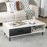 NNECW Versatile 2-Tier Modern Coffee Table with Pull-out Drawer for Living Room Entryway