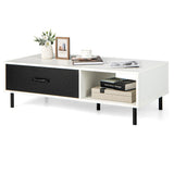 NNECW Versatile 2-Tier Modern Coffee Table with Pull-out Drawer for Living Room Entryway