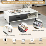 NNECW Versatile 2-Tier Modern Coffee Table with Pull-out Drawer for Living Room Entryway