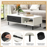 NNECW Versatile 2-Tier Modern Coffee Table with Pull-out Drawer for Living Room Entryway