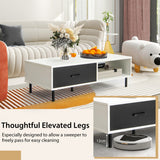 NNECW Versatile 2-Tier Modern Coffee Table with Pull-out Drawer for Living Room Entryway