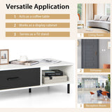 NNECW Versatile 2-Tier Modern Coffee Table with Pull-out Drawer for Living Room Entryway