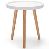 NNECW Round Side Table with Storage Tray and Sturdy Tripod Stand for Living Room/Bedroom/Office