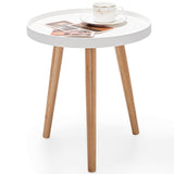 NNECW Round Side Table with Storage Tray and Sturdy Tripod Stand for Living Room/Bedroom/Office