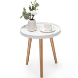 NNECW Round Side Table with Storage Tray and Sturdy Tripod Stand for Living Room/Bedroom/Office