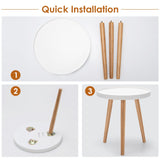NNECW Round Side Table with Storage Tray and Sturdy Tripod Stand for Living Room/Bedroom/Office
