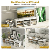NNECW 45.5 Inches TV Stand with 3 Storage Cabinet & 5 Height Adjustable Shelves
