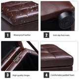 NNECW 40cm PU Leather Cube Storage Ottoman with Lid-Brown