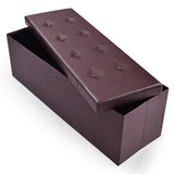 NNECW Tufted Faux Leather Folding Storage Ottoman Bench