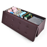 NNECW Tufted Faux Leather Folding Storage Ottoman Bench