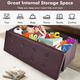 NNECW Tufted Faux Leather Folding Storage Ottoman Bench