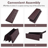 NNECW Tufted Faux Leather Folding Storage Ottoman Bench