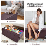 NNECW Tufted Faux Leather Folding Storage Ottoman Bench