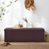 NNECW Tufted Faux Leather Folding Storage Ottoman Bench