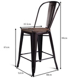 NNECW 2 Bronzes Metal Chairs Set with Backrest for Bistro