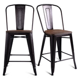 NNECW 2 Bronzes Metal Chairs Set with Backrest for Bistro