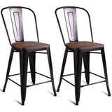 NNECW 2 Bronzes Metal Chairs Set with Backrest for Bistro