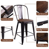 NNECW 2 Bronzes Metal Chairs Set with Backrest for Bistro
