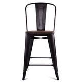 NNECW 2 Bronzes Metal Chairs Set with Backrest for Bistro
