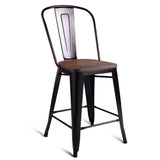 NNECW 2 Bronzes Metal Chairs Set with Backrest for Bistro