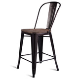 NNECW 2 Bronzes Metal Chairs Set with Backrest for Bistro