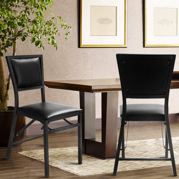 NNECW Set of 2 Folding Chairs with Sponge Padded Backrest for Dining Room/Living Room/Restaurant