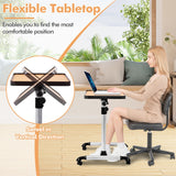NNECW Metal Side Table with Wheels for Office/Home