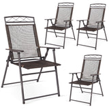 NNECW Set of 4 Portable Folding Garden Chairs with Armrests for Outdoor Camping