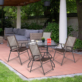 NNECW Set of 4 Portable Folding Garden Chairs with Armrests for Outdoor Camping