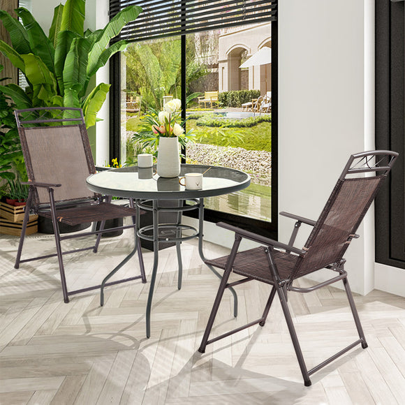 NNECW Set of 4 Portable Folding Garden Chairs with Armrests for Outdoor Camping