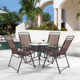 NNECW Set of 4 Portable Folding Garden Chairs with Armrests for Outdoor Camping
