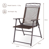 NNECW Set of 4 Portable Folding Garden Chairs with Armrests for Outdoor Camping