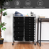 NNECW 15 Drawer Rolling Storage Cart with Wheels for Home Office Black