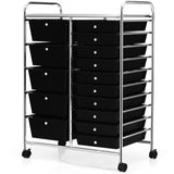 NNECW 15 Drawer Rolling Storage Cart with Wheels for Home Office Black