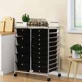 NNECW 15 Drawer Rolling Storage Cart with Wheels for Home Office Black