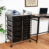 NNECW 15 Drawer Rolling Storage Cart with Wheels for Home Office Black