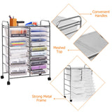 NNECW 15 Drawer Rolling Storage Cart with Wheels for Home Office Clear