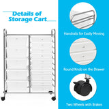 NNECW 15 Drawer Rolling Storage Cart with Wheels for Home Office Clear