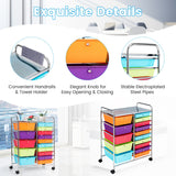 NNECW 15 Drawer Rolling Storage Cart with Wheels for Home Office-Macaroon