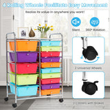 NNECW 15 Drawer Rolling Storage Cart with Wheels for Home Office-Macaroon