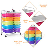 NNECW 15 Drawer Rolling Storage Cart with Wheels for Home Office Multi-color